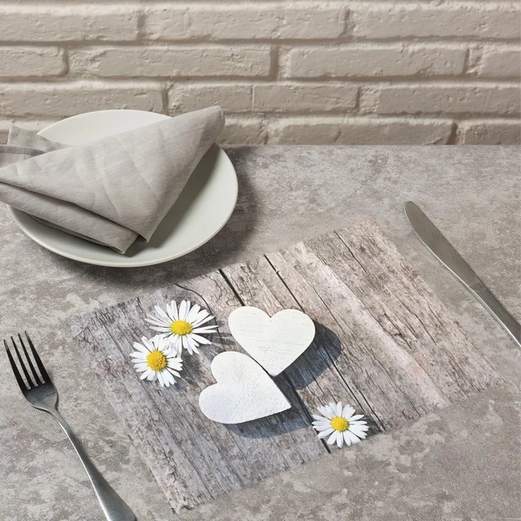 matches21 HOME & HOBBY Platzset Abwaschbare Tischsets 6er Set Landhaus-Stil Blumen & Holz-Optik, (6-St), Platzsets als Tisch-Untersetzer und Tisch-Deko für Esstisch Teller – Bild 5