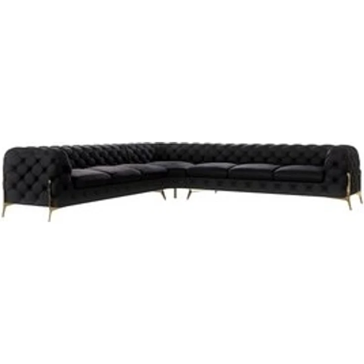 S-Style Möbel Ecksofa Chesterfield Ashley mit Goldene Metall Füßen, mit Wellenfederung – Bild 6