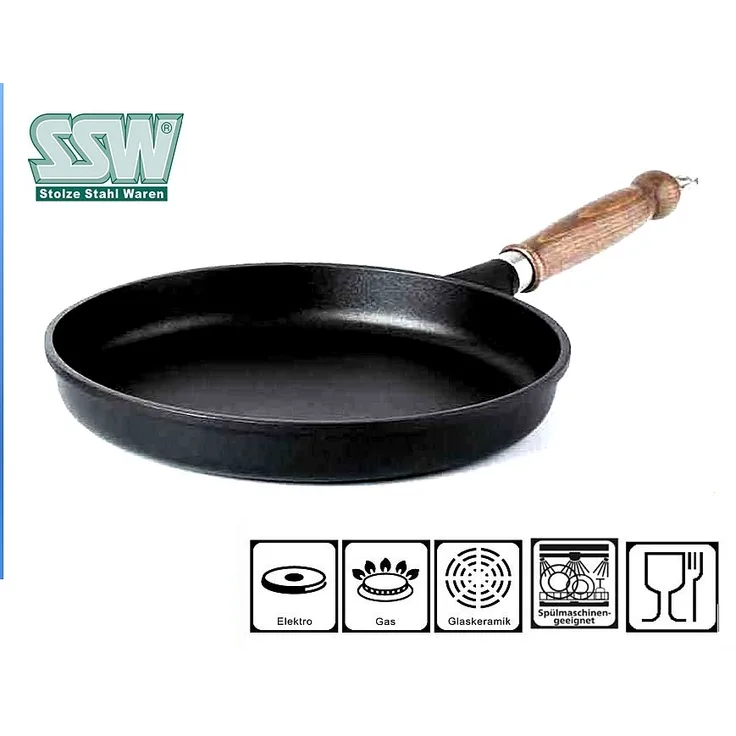Stolze Stahl Waren Aluminium Guss Pfanne "Rustica" Ø28cm Holzgriff 312828