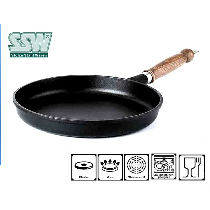 Stolze Stahl Waren Aluminium Guss Pfanne "Rustica" Ø28cm Holzgriff 312828