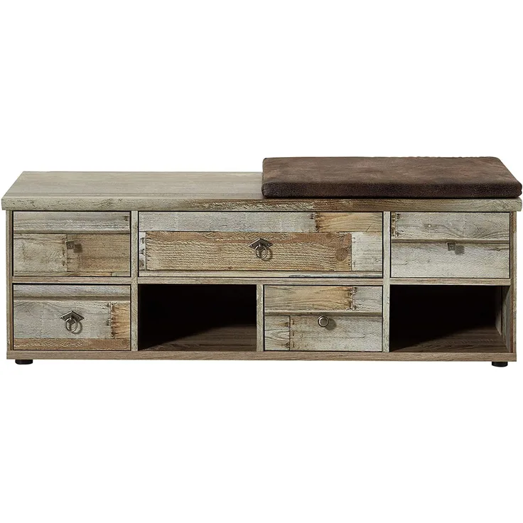 Garderobenbank Flurbank BONANZA 130 cm - Driftwood - inkl. Kissen