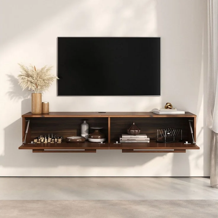 IDIMEX Lowboard TECCA, Sideboard mit 2 Türen aus Massivholz wandmontage Kastanie Finish – Bild 3