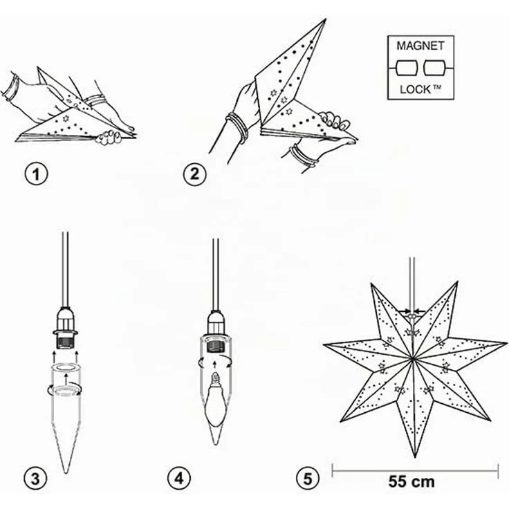 Weihnachtsstern Sensy von Star Trading, 3D Papierstern Weihnachten in Weiß, Dekostern zum Aufhängen mit Kabel, E14 Fassung, Ø: 70 cm – Bild 5