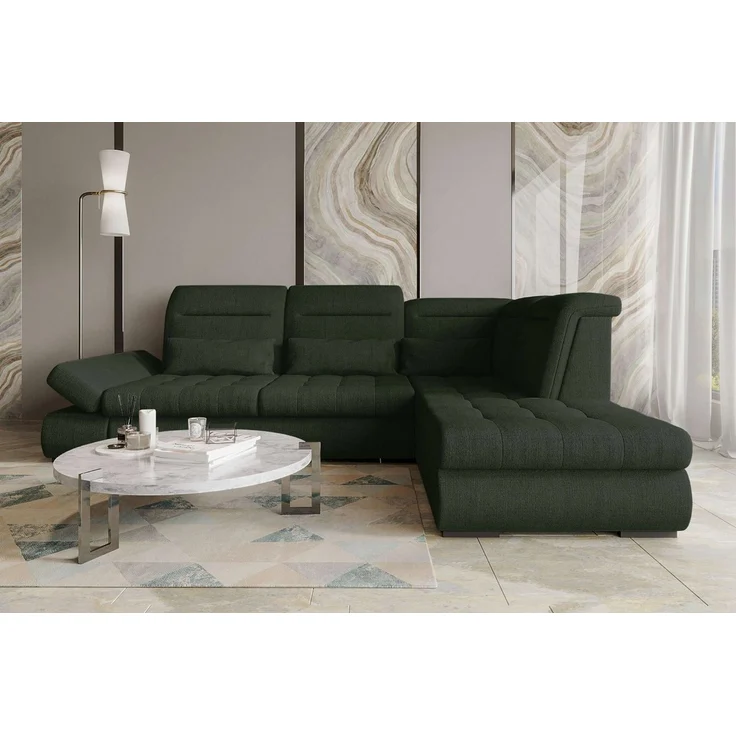 99rooms Ecksofa Toscana, Sofa L-Form, Eckcouch, Bettfunktion, Rundumbezug aus gepolstertem Velours VOGUE – Bild 1