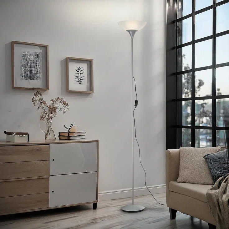 Reality Leuchten R4302-87 Fluter, 1x E27, titanfarben, Schirm in weiß – Bild 6