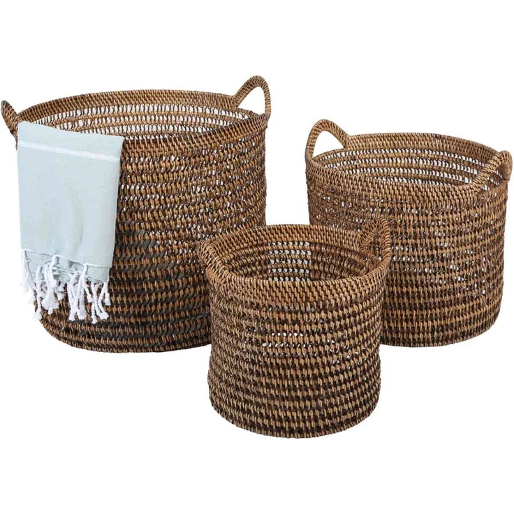 Rattan Korb Eda Braun mit Henkel L – Bild 2