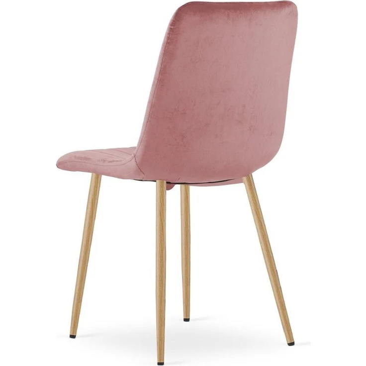 Home Collective Esszimmerstuhl 1er, 2er, 4er Set Polsterstuhl Stuhl Wohnzimmerstuhl (Stuhl Bequemes und strapazierfähiges Design, 90 cm Höhe, 120 kg Belastbarkeit, 4 St), mit rosa Samtsitz und holzfarbenen Beinen 4er Set – Bild 3