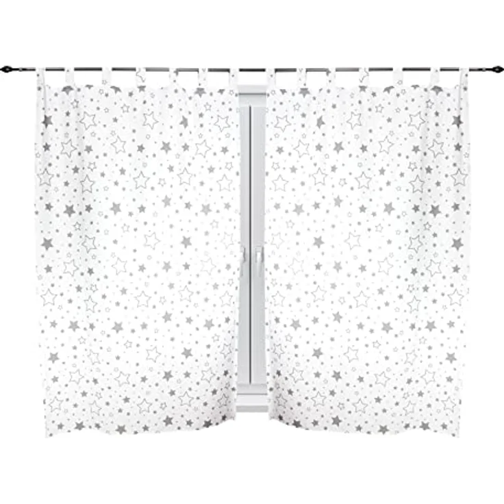 TupTam Kinderzimmer Vorhänge Baby Gardinen mit Schleifen 2er Set, Farbe: Graue Galaxie, Größe: ca. 155x95 cm – Bild 4