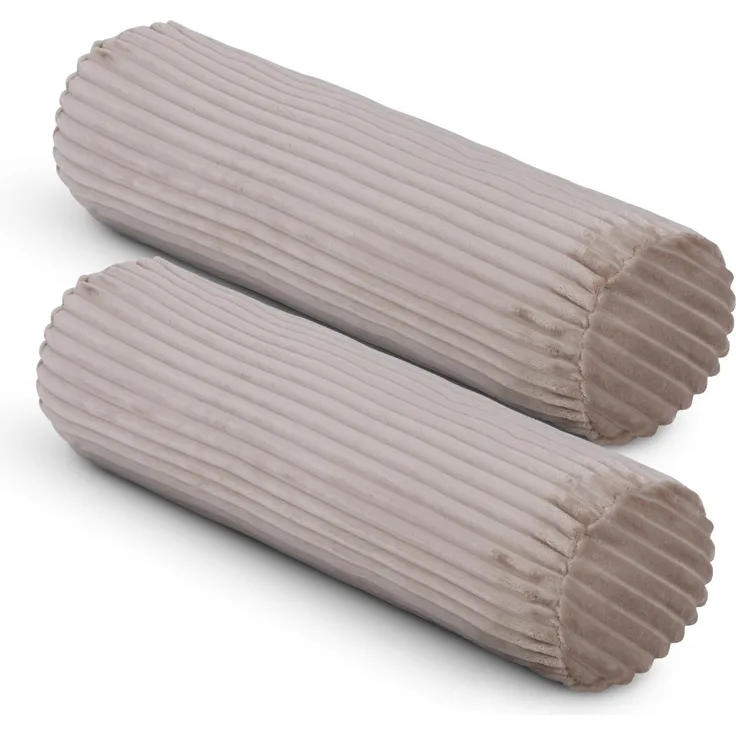 Sofakissen 70 x Ø20cm ( 2er Pack / Hellbraun ) Cord Optik - Kuschelig weicher Bezug mit Reißverschluss - Kissen - Öko Tex - Sofakissen, Dekokissen