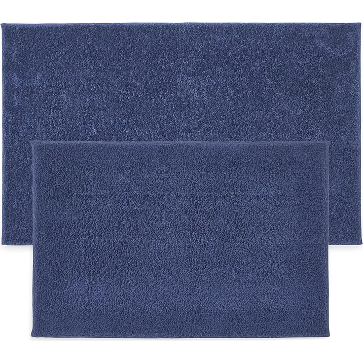 Penguin Home rutschfeste Mikrofaser Plüsch getuftete ultraweiche Badematte 2er Set Blaue Farbe saugfähig mit Latexrückseite für Duschen,1400 GSM Wannen und Badezimmer Klein - 43x61 cm/Groß-51x86 cm