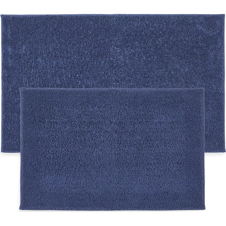 Penguin Home rutschfeste Mikrofaser Plüsch getuftete ultraweiche Badematte 2er Set Blaue Farbe saugfähig mit Latexrückseite für Duschen,1400 GSM Wannen und Badezimmer Klein - 43x61 cm/Groß-51x86 cm