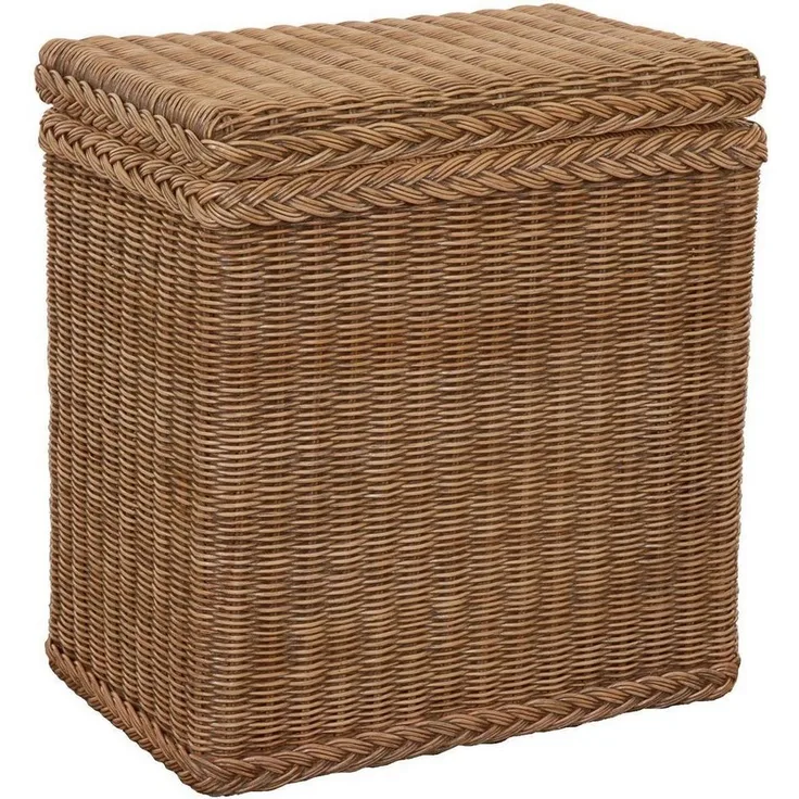 Krines Home Wäschekorb Rattan Wäschebox mit Deckel Wäschetruhe Wäschekorb Wäschesammler, mit Inlett Korb zur Aufbewahrung