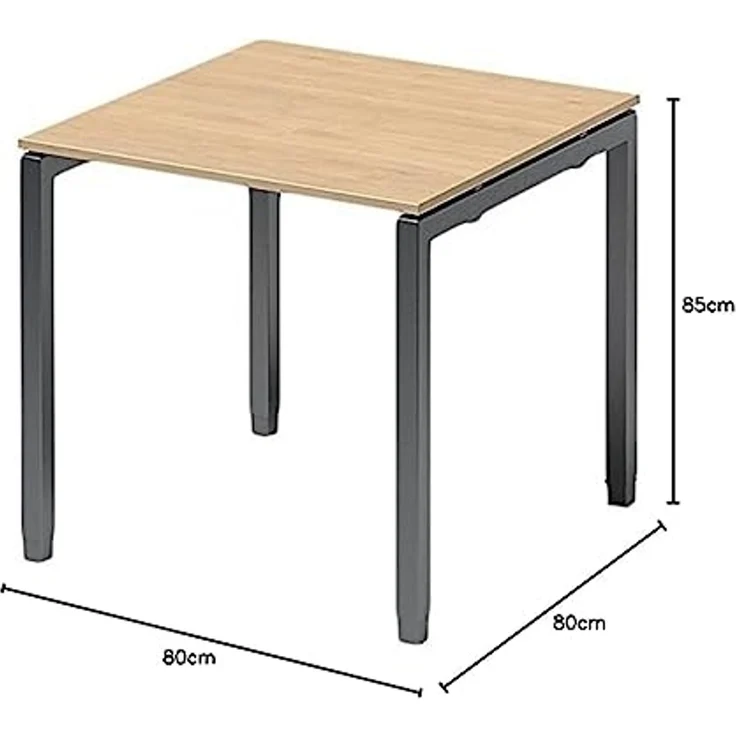 BISLEY Cito Schreibtisch, 650-850 mm höheneinstellbares U-Gestell, Metall, Mp334 Dekor Ahorn, Gestell Anthrazitgrau, 80 x 80 x 85 cm – Bild 2