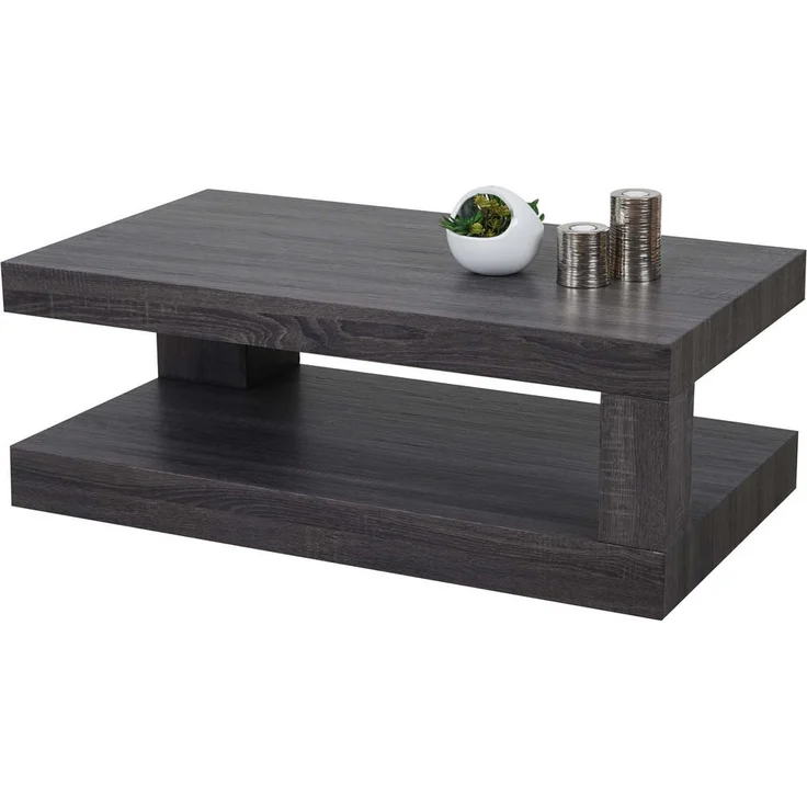 MCW Couchtisch, Mooreiche, MDF mit 3D-Struktur, 110x40x60 cm, rutschfeste Bodenschoner
