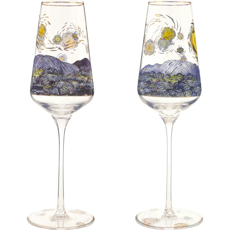 Goebel / Vincent Van Gogh -Sternennacht,Sektglas,7,5cm x 7,5cm x 23,5cm / Glas / 7,5cm x 7,5cm x 23,5cm – Bild 3