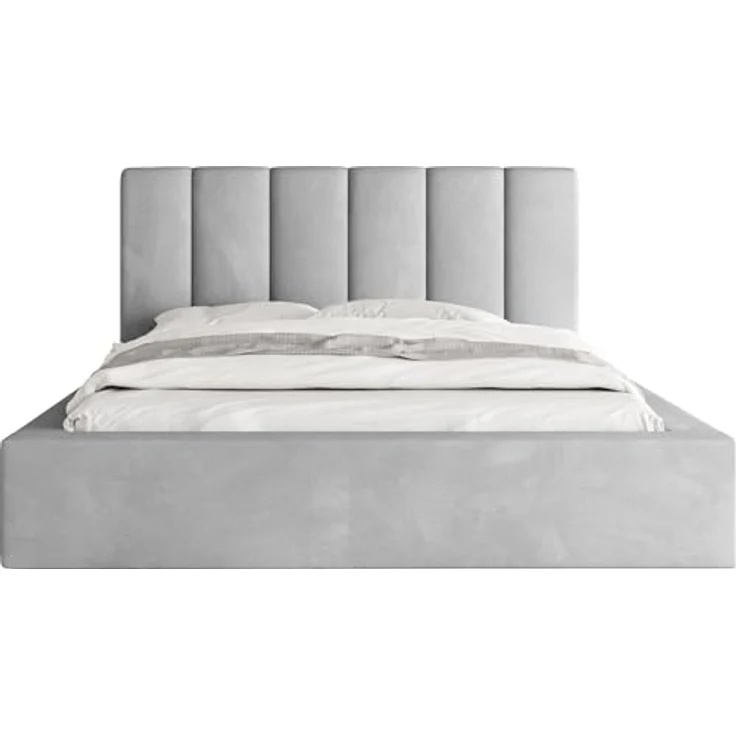 WFL Group Polsterbett Amira, Grau, 180x200 cm, mit integriertem Bettkasten und hochwertigem Lattenrost – Bild 6