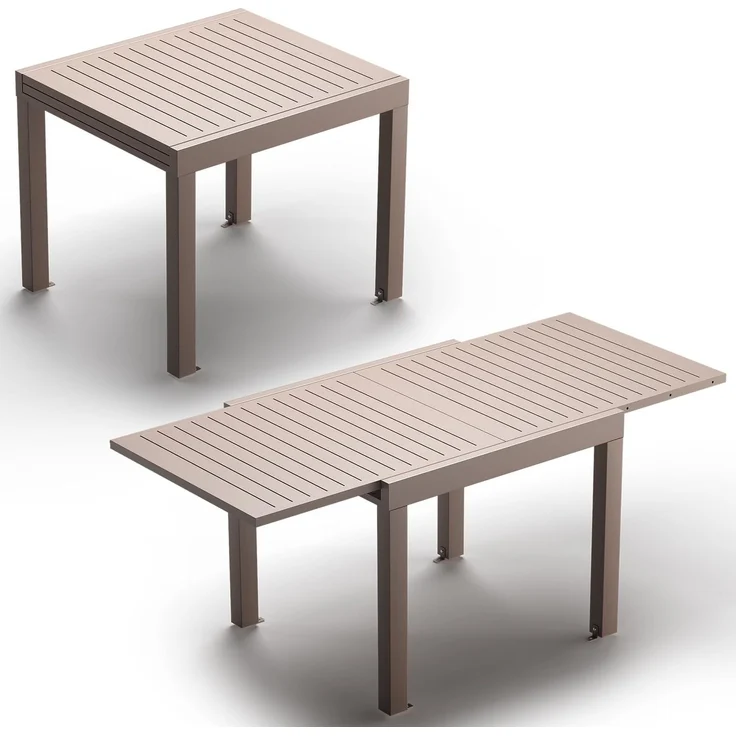 JUMMICO Gartentisch Ausziehbar aus Aluminium, Wetterfester & Kratzfester Tisch mit Sicherheitsauszug, Leichter Esstisch für Balkon, Terrasse und Garten