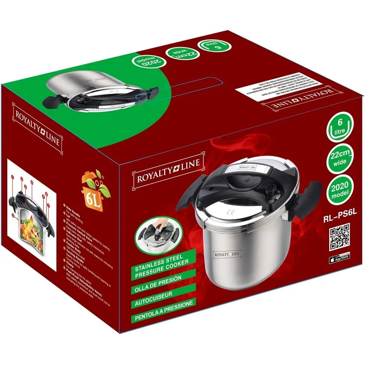 Schnellkochtopf Dampfkochtopf Edelstahl Kochtopf 6L ROYALTY LINE RL-PS 6L