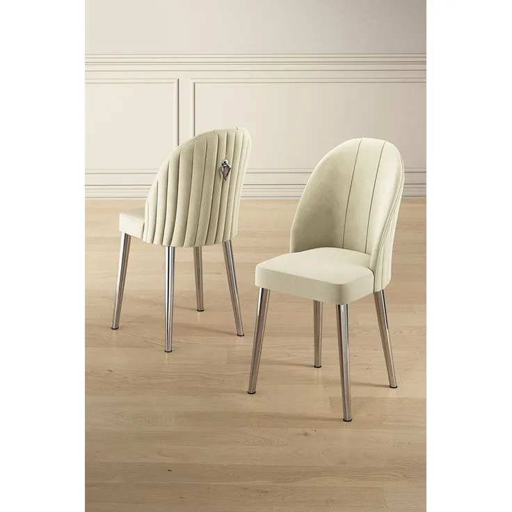Skye Decor 'Mara - Cream, Chrome' Stuhlset (2-teilig), Creme / Chrom, 44 x 90 x 42 cm