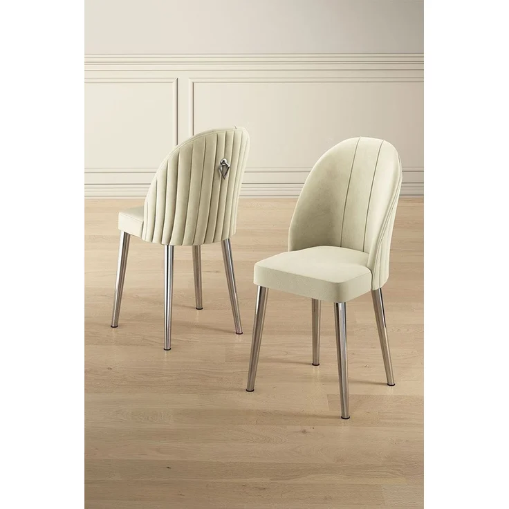 Skye Decor 'Mara - Cream, Chrome' Stuhlset (2-teilig), Creme / Chrom, 44 x 90 x 42 cm – Bild 1