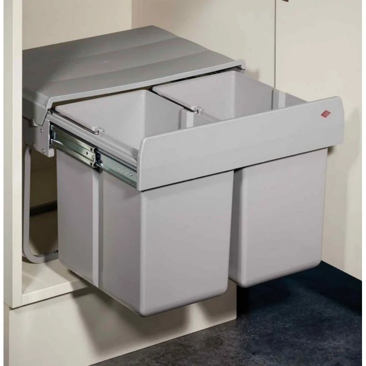 WESCO Mülleimer 757411-85 Double-Shorty 2-fach, alugrau – Bild 3