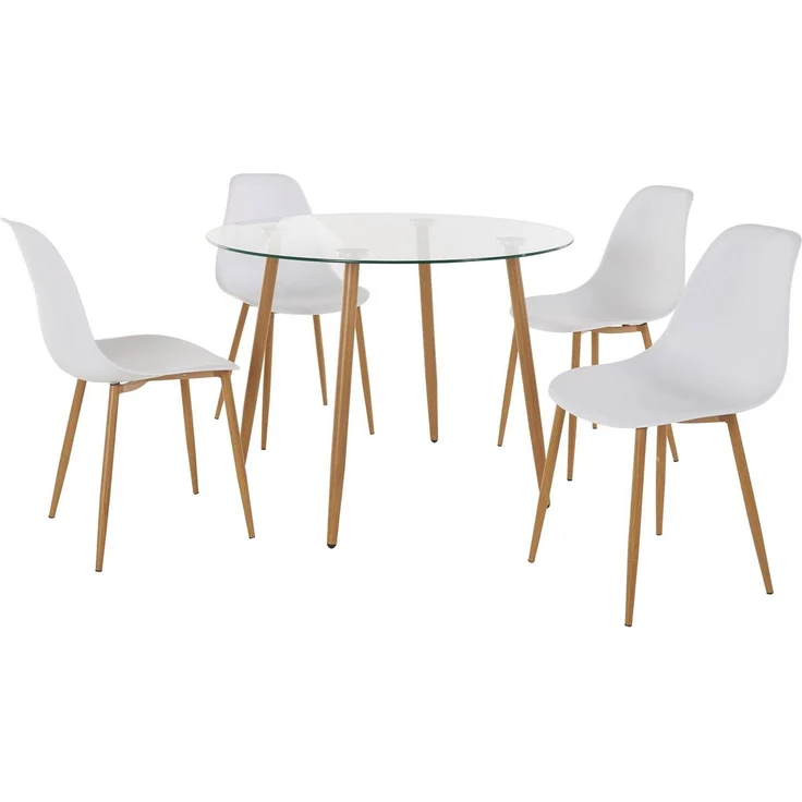 INOSIGN Essgruppe Miller, (Set, 5-tlg), Glastisch mit 4 Stühlen (Kunststoffschale) – Bild 2
