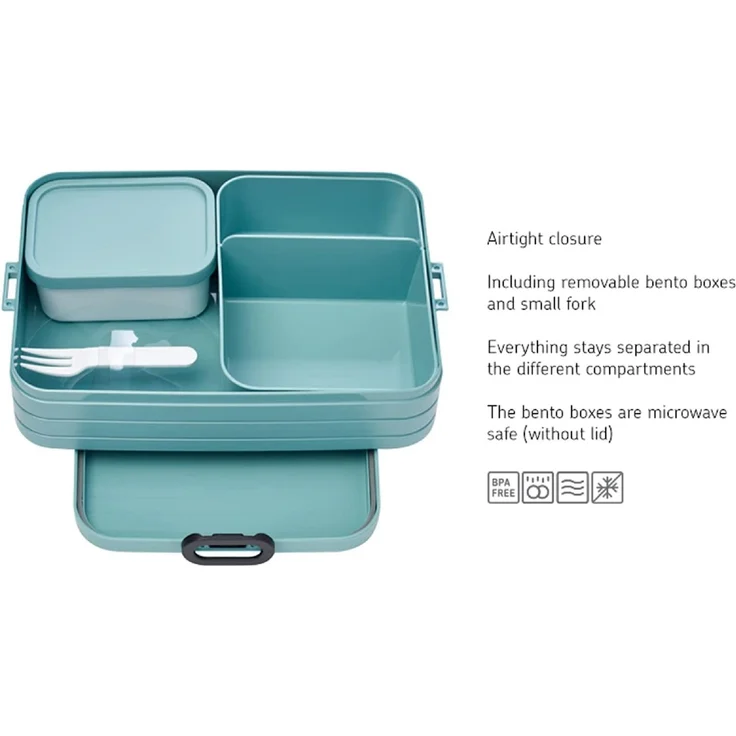 Mepal 2-tlg Bento-Lunchboxen Set Klein/Groß Take A – Brotdose mit Fächern, geeignet für bis zu 4 BZW. 8 Butterbrote, TPE/pp/abs, 0 mm Vivid Blue – Bild 1