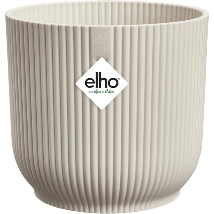 elho Vibes Fold Rund 40 Pflanzentopf - Blumentopf für Innen - 100% recyceltes Plastik - Ø 39 x H 36.2 - Weiß/Linen White