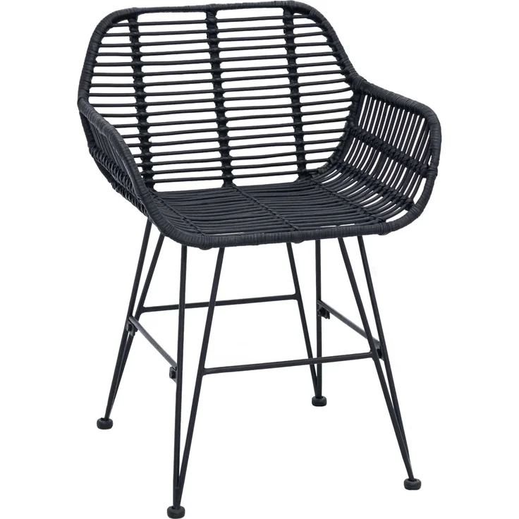 vidaXL Esszimmerstuhl 2 pcs Schwarz 55 x 50 x 74 cm Rattan und Eisen 42011557 – Bild 3