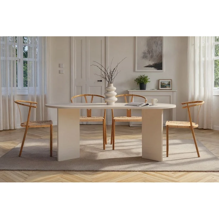 Elegant White Dining Table, 180 x 75 x 89.5 cm | 100% Melamine Coated Particle Board, 25 mm Thick | Perfect for Modern Dining Spaces – Bild 3