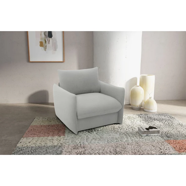 DOMO. collection Sessel 700023, Polstersessel, Schlaffunktion, Federkern, Füße mit Filzgleitern, Armsessel, Cocktailsessel, Loungesessel, 105 x 100 x 95 (BxTxH), grau – Bild 1