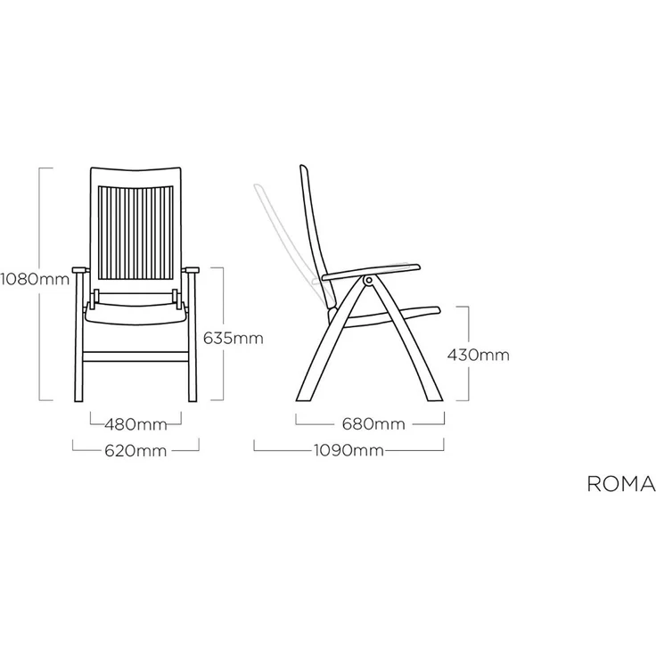 Kettler Roma Klappsessel - verstellbarer Gartensessel aus Kunststoff - anthrazit – Bild 3