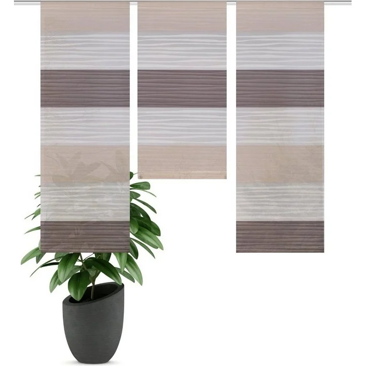 HOME WOHNIDEEN Vorhang 55983 3-TLG. Fensterset GABI Querstreifen halbtransparent 80x30, 60x30, (1 St), Polyester – Bild 2