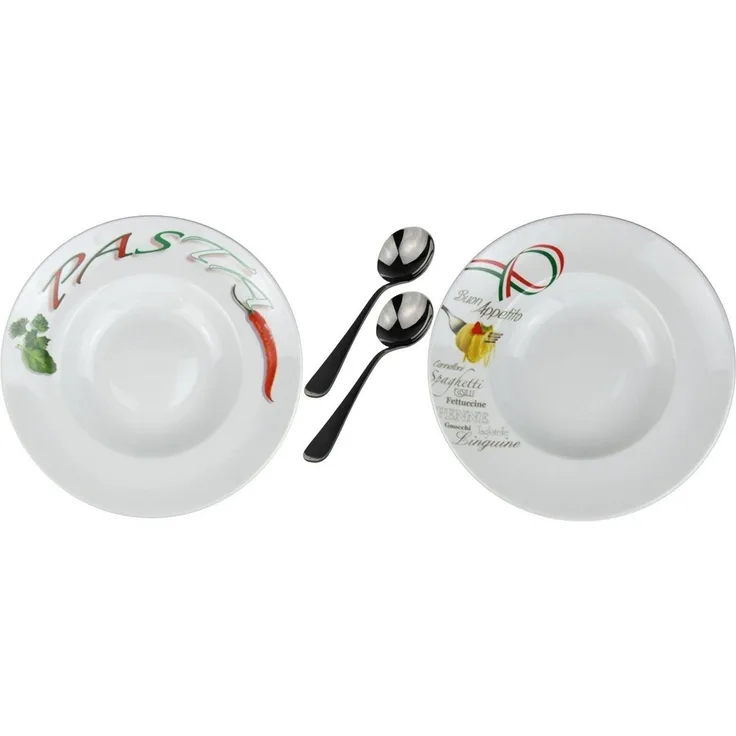 Retsch Arzberg Pastateller mit Dekor Ø 30cm inkl. Pastalöffel Set, (2 St), Spülmaschinengeeignet, Mikrowellengeeignet
