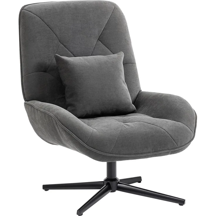 HOMCOM Sessel, Chenille, Schaumstoff, Dunkelgrau, 92L x 72B x 96H cm