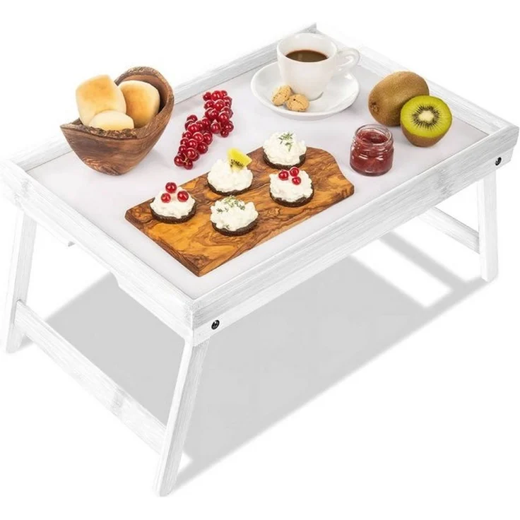 Dimono Tabletttisch Frühstückstablett Bambus Bett-Tablett, Serviertablett Betttisch – Bild 4