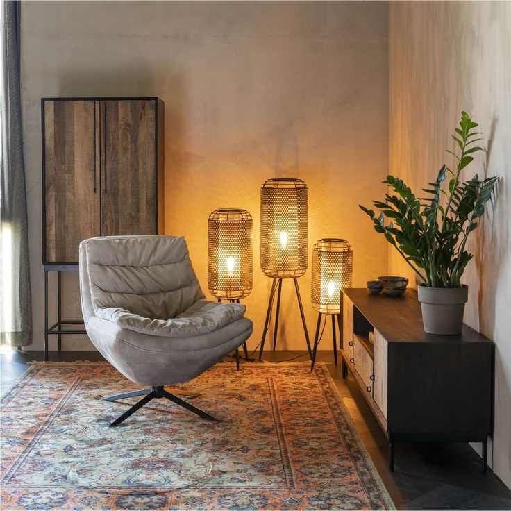 DutchBone Drehbarer Lounge Sessel VINCE Cordstoff Beige 69x81x82 cm – Bild 4
