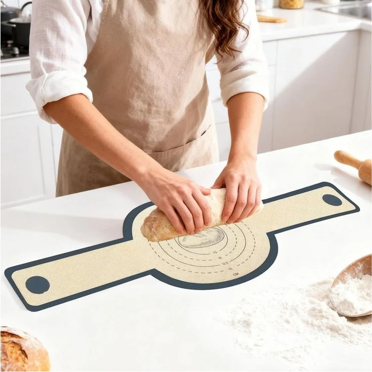 FOUORTUNATE-BEE Backmatte 2er-Set Silikon-Backmatten mit langem Griff, (2-tlg), Backunterlagen für Brot, Gebäck und vielseitiges Backen – Bild 3
