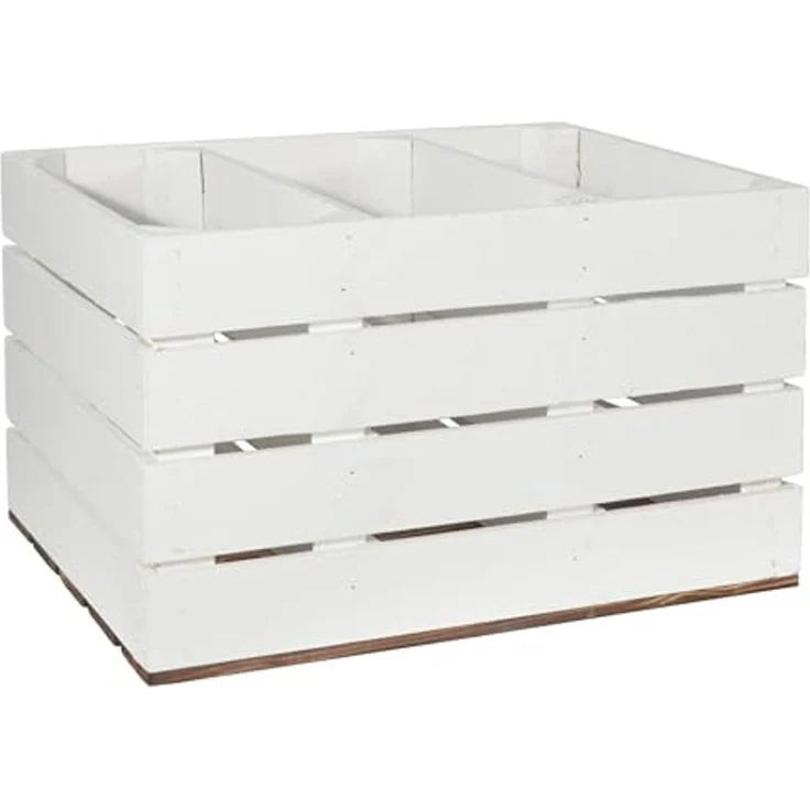 CHICCIE 2 Set Holzkiste Grete Weiß Geflammt - 2x Kurzes Regal Obstkiste Dekokiste Weinkiste – Bild 5