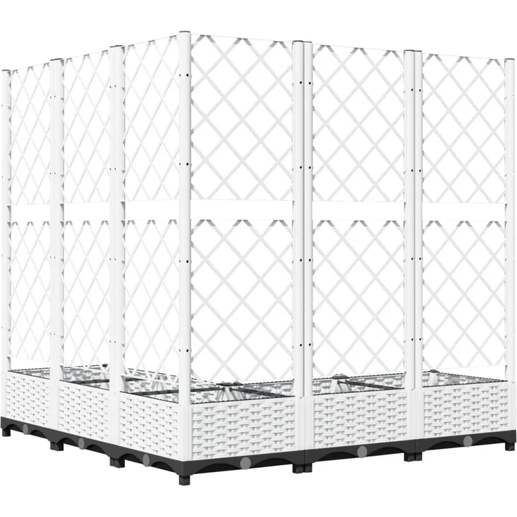 vidaXL Pflanzkübel mit Rankgitter Weiß 120x120x121,5 cm PP 153287 – Bild 6