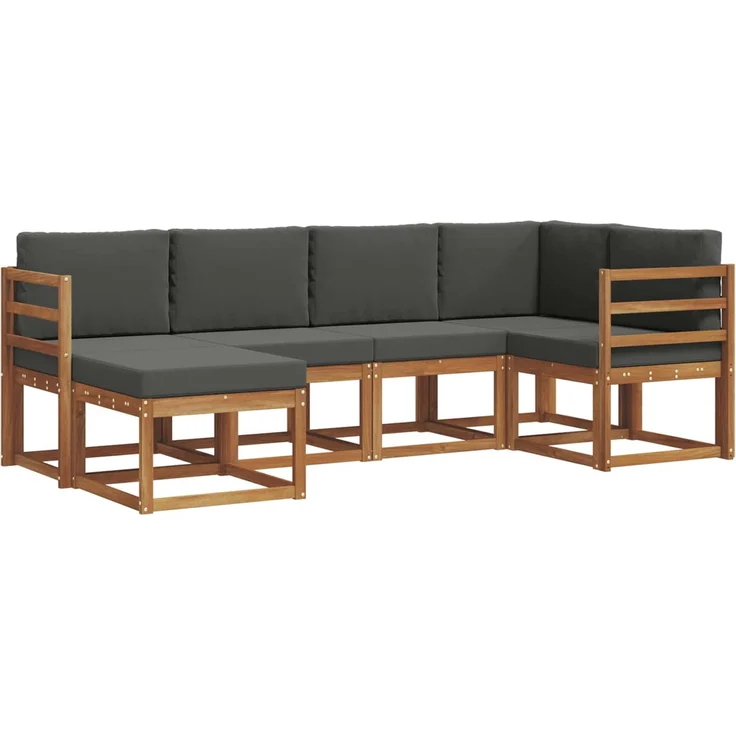 vidaXL Outdoor-Sofagarnitur mit Kissen 6 pcs Natur und Anthrazit 3366625 – Bild 2