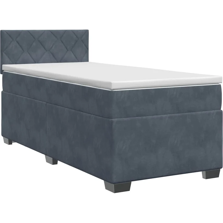 vidaXL Boxspringbett mit Matratze Dunkelgrau 100 x 200 cm Samt 3450663 – Bild 2