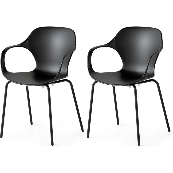 Connubia, 2 Stühle OPS! Metallgestell schwarz matt Sitz aus recyceltem Polypropylen 100% schwarz matt