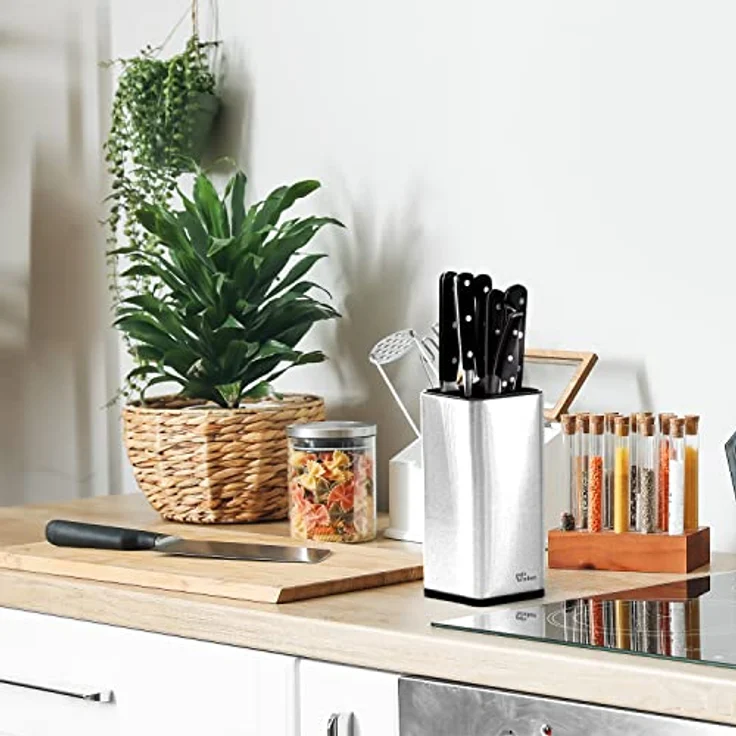JOEJI’S KITCHEN Messerblock Messerblock ohne Messer mit extra Schlitzen Rostfreier Edelstahl – Bild 8