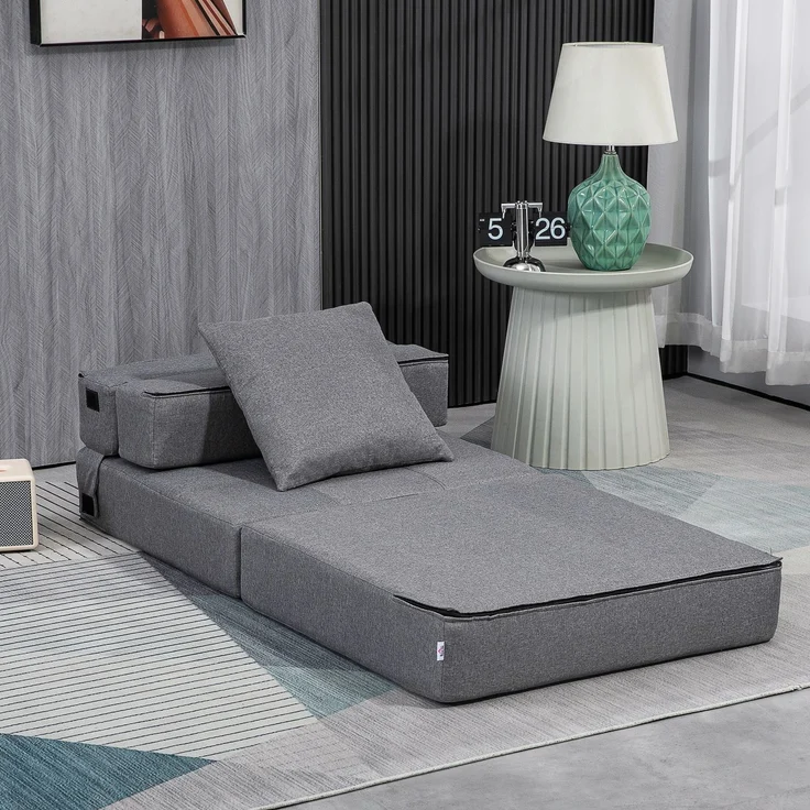 JARDJ Schlafsessel Relaxsessel Gästebett, abnehmbarer Bezug, 70 cm x 70 cm x 61 cm, Dunkelgrau – Bild 4