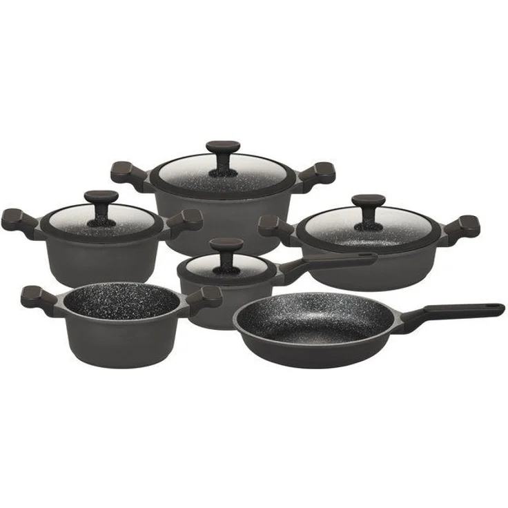 Hanseatic Topf-Set Black Edition, mit langlebiger VITAFLON® GRANIT Antihaft-Versiegelung, Aluminiumguss (Set, 10-tlg), Kochtopf-Set im modernen Design mit formschönen Soft-Touchgriffen – Bild 4