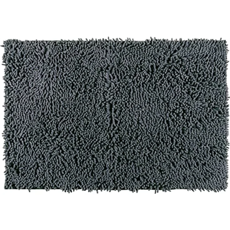 WENKO Badteppich Chenille Mouse Grey, samtweich und rutschhemmend, 100% Polyester, 50 x 80 cm, Mausgrau – Bild 1