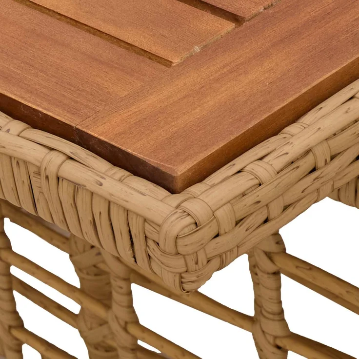 vidaXL Gartentisch Natur 100 x 55 x 37 cm PE Rattan und Glas 42035142 – Bild 6