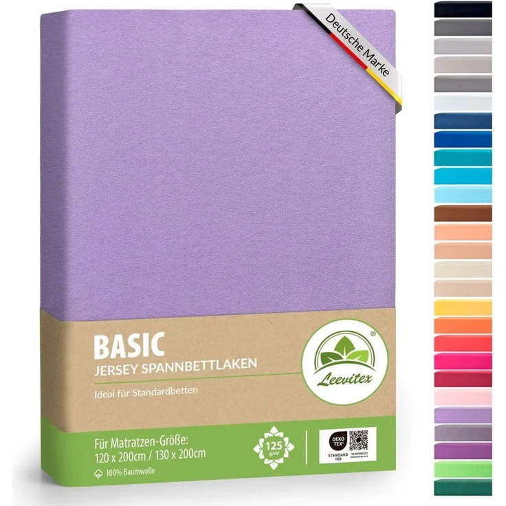 leevitex® Spannbettlaken Jersey aus 100% Baumwolle, für Kinder- & Standardmatratzen, Jersey, Gummizug: rundum, 100% Baumwolle, anschmiegsam & dehnbar, diverse Größen und Farben – Bild 1