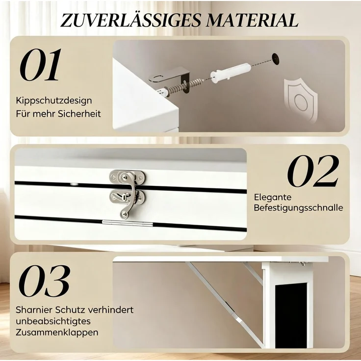 Klappbarer Schreibtisch 98x51x153 cm mit 9 Regalfächern und Schreibtafel – Bild 6